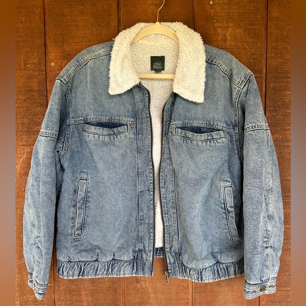 Wild Fable Sherpa and denim bomber coat
